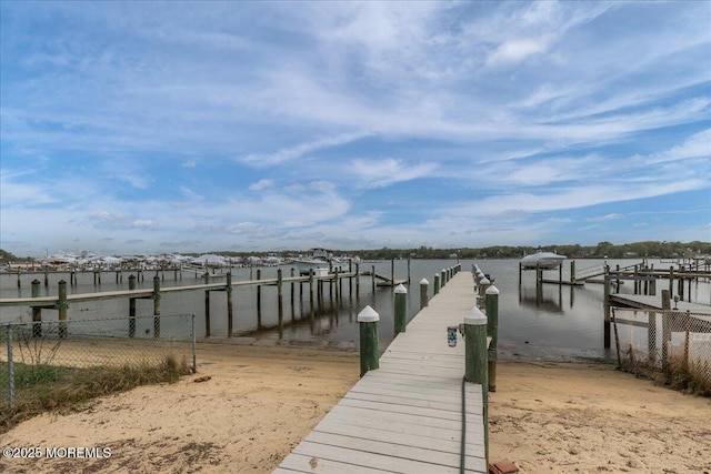 view of dock featuring a water view