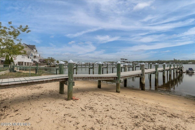 view of dock featuring a water view