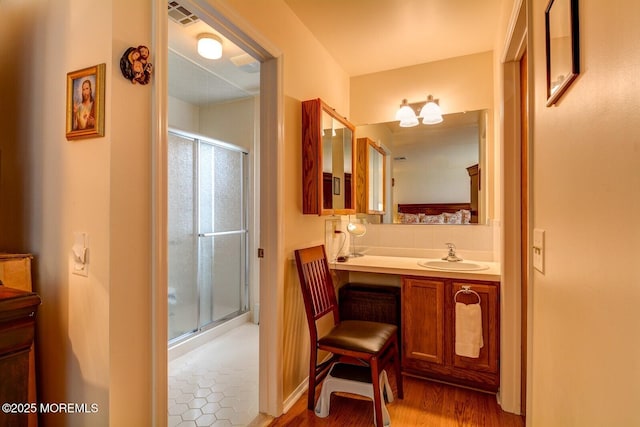 8 Stockport Dr, Toms River, NJ 08757 - full bath featuring vanity, a shower stall, and baseboards