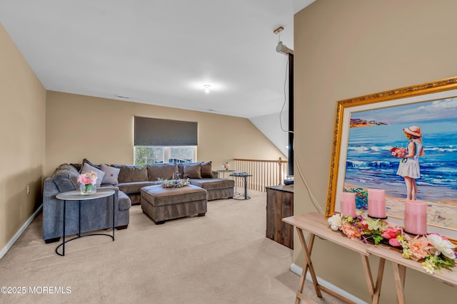 living room with light colored carpet