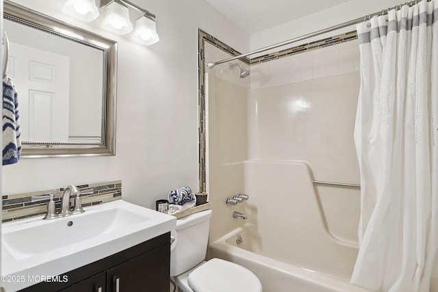 90 Oak Ln, Eatontown, NJ 07724 - full bath featuring shower / bath combination with curtain, toilet, vanity, and decorative backsplash