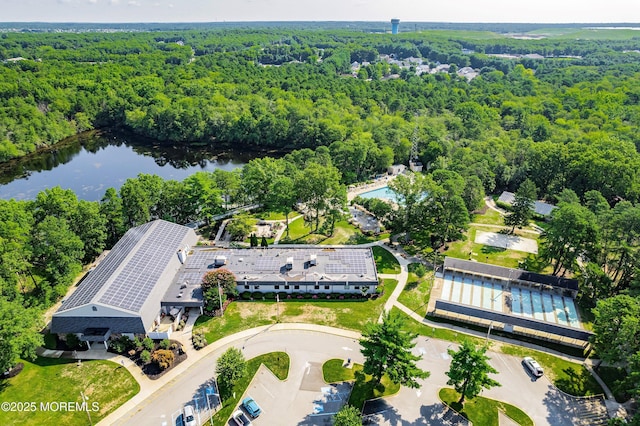 436A New Castle Ct, Manchester, NJ 08759 - aerial view featuring a water view and a wooded view