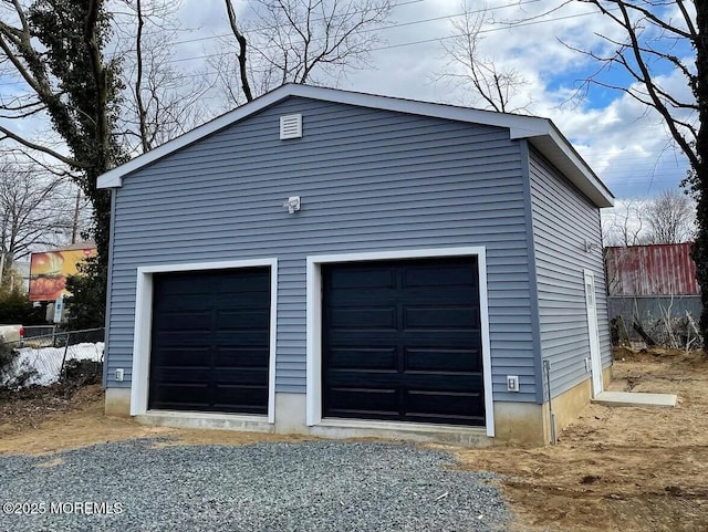 view of detached garage