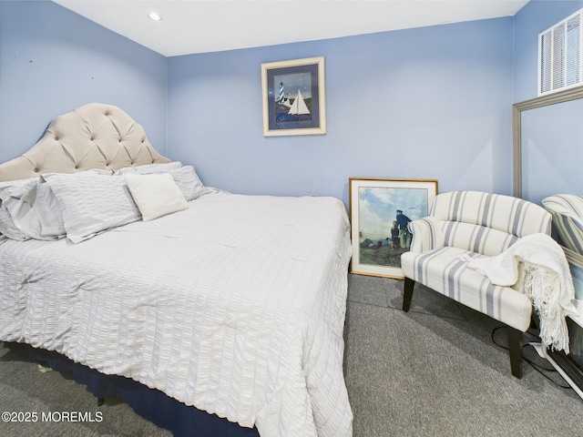 bedroom featuring carpet and recessed lighting