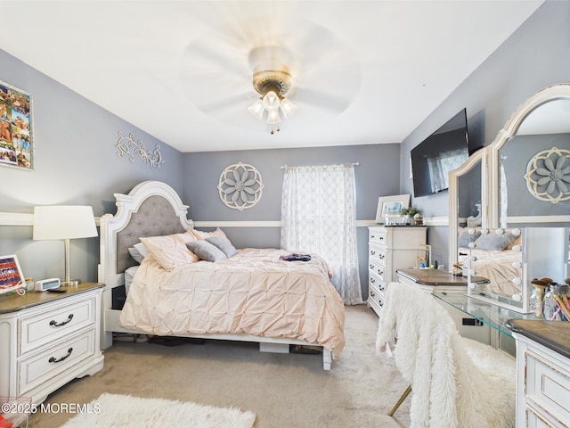 bedroom with carpet floors and ceiling fan