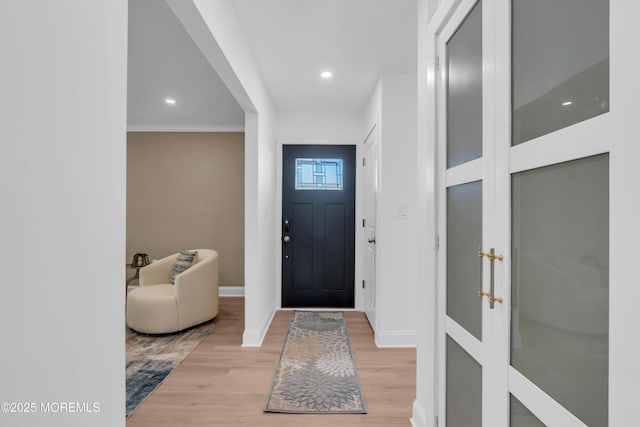6 Reef Pl, Brick, NJ 08723 - entrance foyer featuring light wood-type flooring, baseboards, crown molding, and recessed lighting
