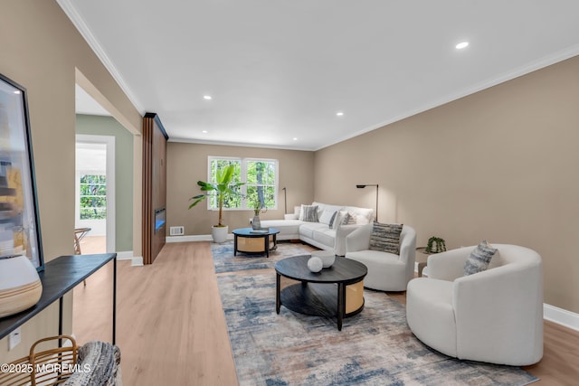 6 Reef Pl, Brick, NJ 08723 - living room featuring light wood-type flooring, crown molding, baseboards, and recessed lighting
