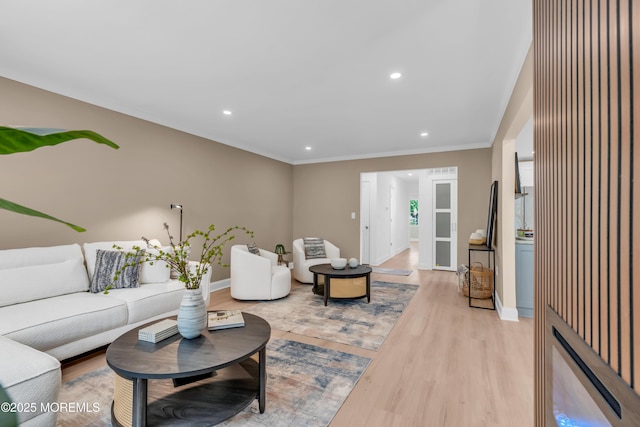 6 Reef Pl, Brick, NJ 08723 - living room featuring light wood finished floors, recessed lighting, baseboards, and crown molding