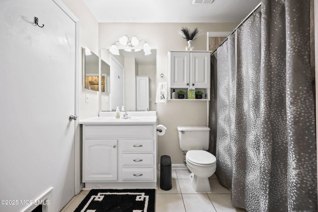 71 Verbena Ct, Jackson, NJ 08527 - bathroom with visible vents, curtained shower, tile patterned floors, vanity, and toilet