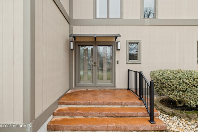 property entrance with french doors