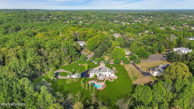 bird's eye view with a view of trees