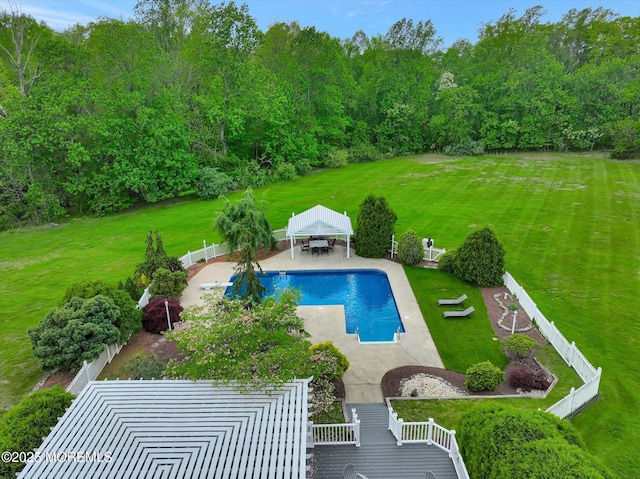 view of swimming pool featuring a gazebo and a patio area