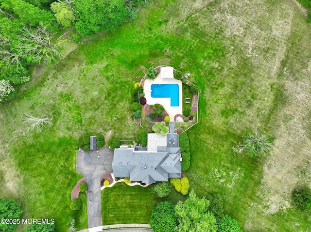 aerial view of a pool area