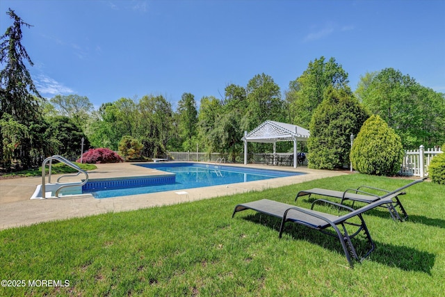 outdoor pool with a gazebo