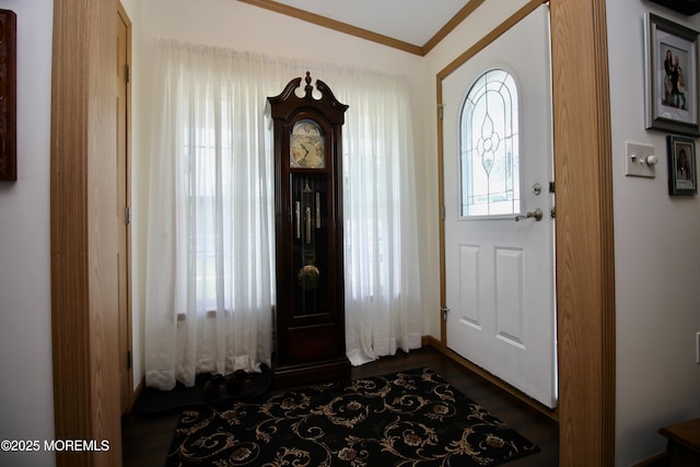 397 Finch Way, Freehold, NJ 07728 - foyer featuring crown molding and dark wood finished floors
