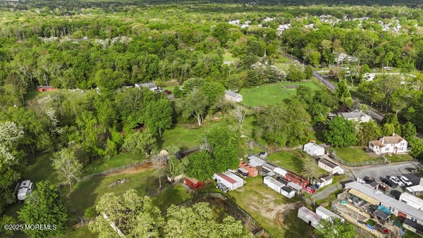 aerial view of a heavily wooded area