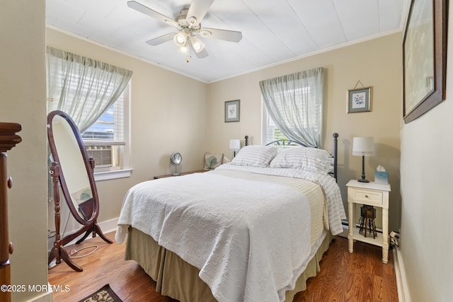 39-43 Twilight Ave, Keansburg, NJ 07734 - bedroom with crown molding, ceiling fan, and wood finished floors