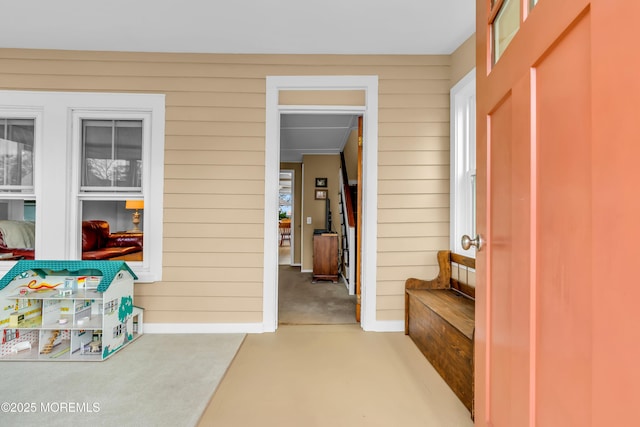 interior space with wood walls