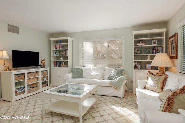 living area with visible vents