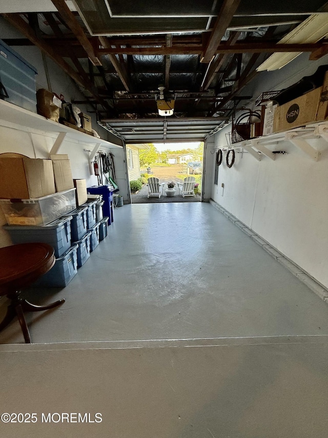 garage with a garage door opener