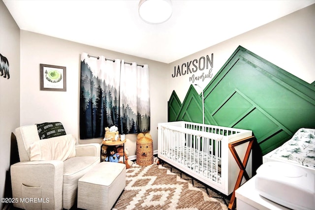 bedroom with a crib