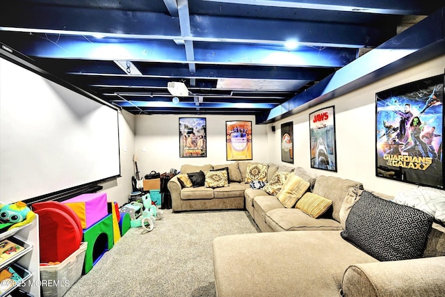 view of carpeted home theater room