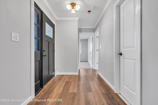 8 Venezia St, Toms River, NJ 08757 - entryway with baseboards, ornamental molding, and wood finished floors