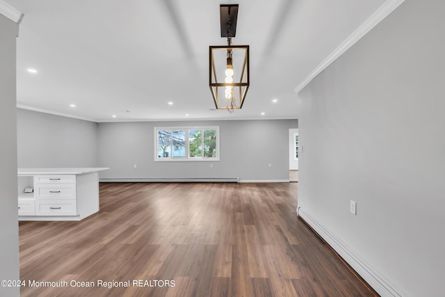 8 Venezia St, Toms River, NJ 08757 - unfurnished living room with a baseboard radiator, wood finished floors, and ornamental molding