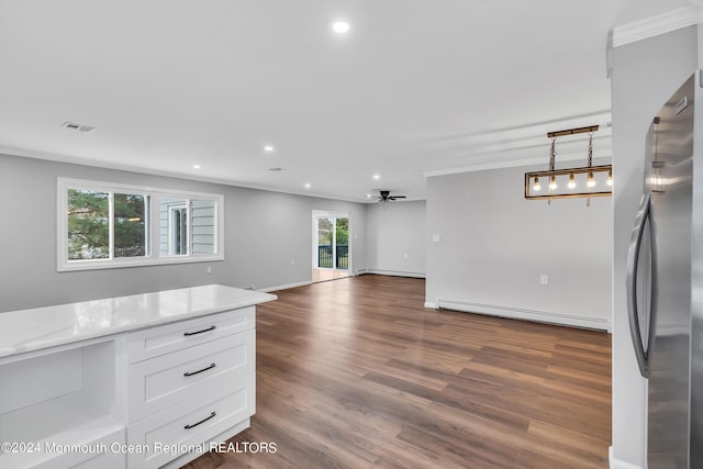 8 Venezia St, Toms River, NJ 08757 - interior space featuring a baseboard radiator, freestanding refrigerator, recessed lighting, and visible vents