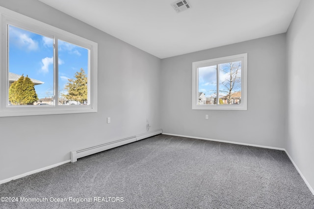 8 Venezia St, Toms River, NJ 08757 - carpeted spare room featuring baseboards, a baseboard heating unit, and visible vents