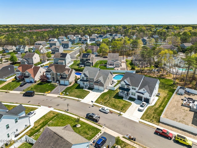 aerial view with a residential view