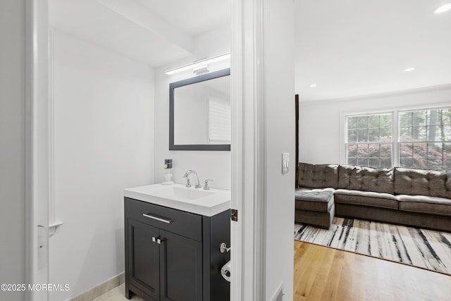 196 Highwood Rd, Oakhurst, NJ 07755 - bathroom with vanity and recessed lighting