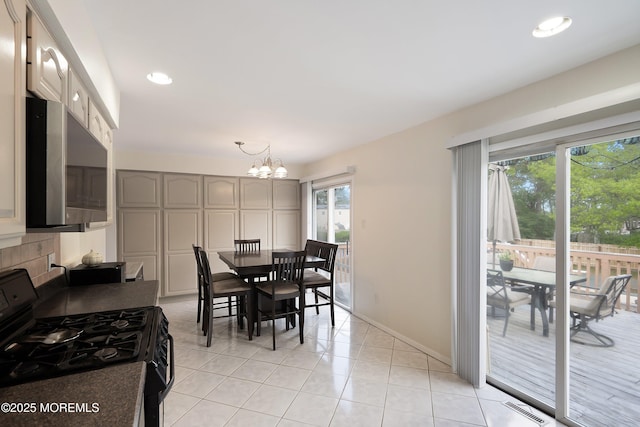 443 Lafayette Dr, Brick, NJ 08723 - dining space with a chandelier, light tile patterned flooring, recessed lighting, and baseboards