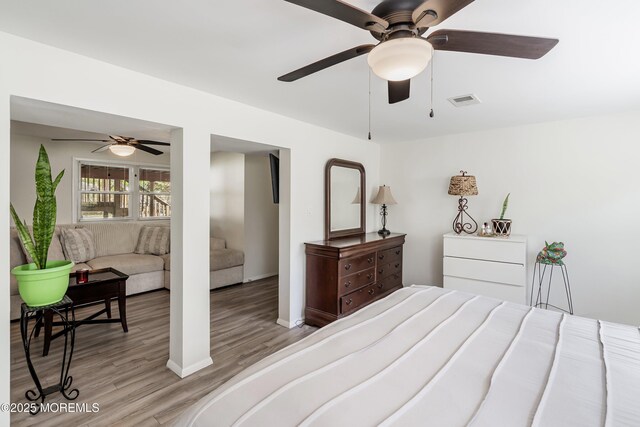 443 Lafayette Dr, Brick, NJ 08723 - bedroom featuring light wood finished floors, baseboards, and a ceiling fan
