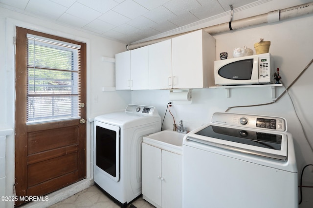 443 Lafayette Dr, Brick, NJ 08723 - laundry room with cabinet space, washer and clothes dryer, and crown molding