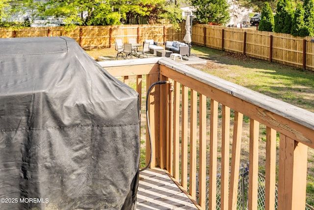 443 Lafayette Dr, Brick, NJ 08723 - wooden deck featuring a fenced backyard and a grill