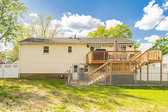 443 Lafayette Dr, Brick, NJ 08723 - back of house featuring stairs, a wooden deck, and a gate