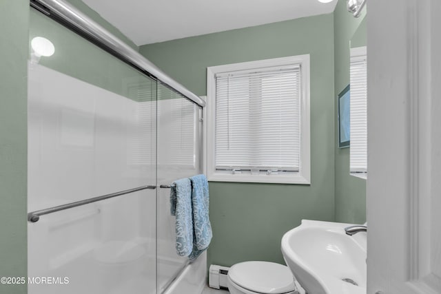 40 Anchorage Dr, Toms River, NJ 08753 - full bathroom with a baseboard radiator, a sink, and toilet