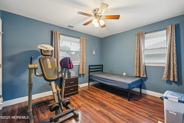 2024 Mount Carmel Blvd, Toms River, NJ 08753 - bedroom featuring visible vents, wood finished floors, baseboards, and ceiling fan