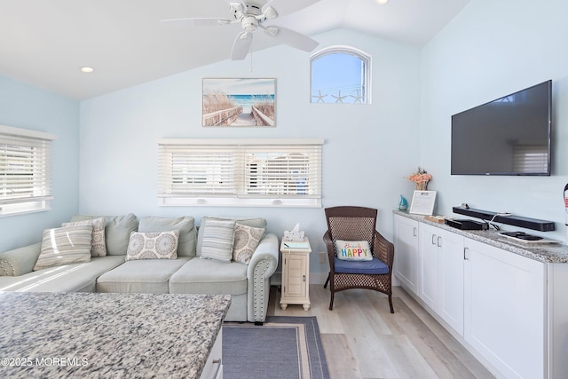 28 E Marlin Way, Lavallette, NJ 08735 - living room with plenty of natural light, vaulted ceiling, and light wood-style flooring