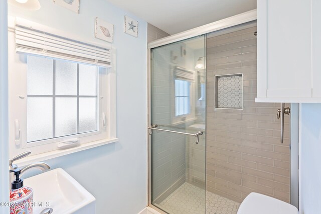 28 E Marlin Way, Lavallette, NJ 08735 - full bath featuring a sink, toilet, and a shower stall