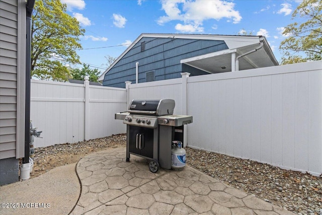 view of patio / terrace with a fenced backyard and grilling area