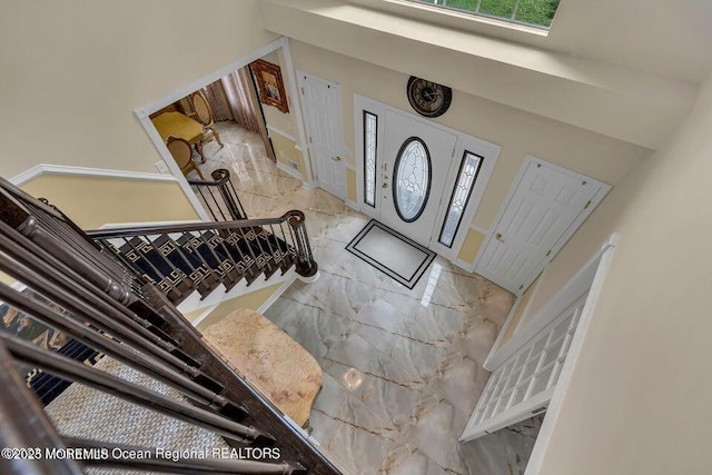 3688 Ridgeway Rd, Manchester, NJ 08759 - entrance foyer featuring marble tiled flooring and a high ceiling