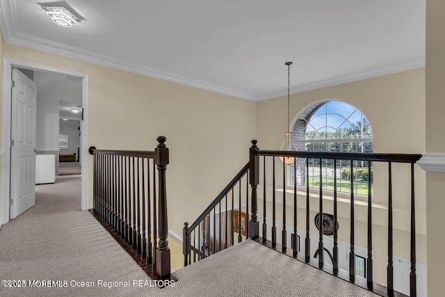 3688 Ridgeway Rd, Manchester, NJ 08759 - stairs featuring carpet and crown molding