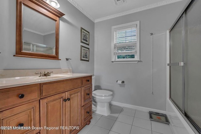 3688 Ridgeway Rd, Manchester, NJ 08759 - full bath featuring toilet, ornamental molding, tile patterned flooring, baseboards, and vanity