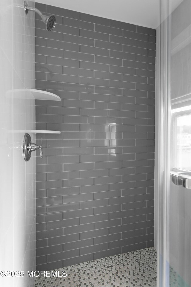 full bath with a shower stall