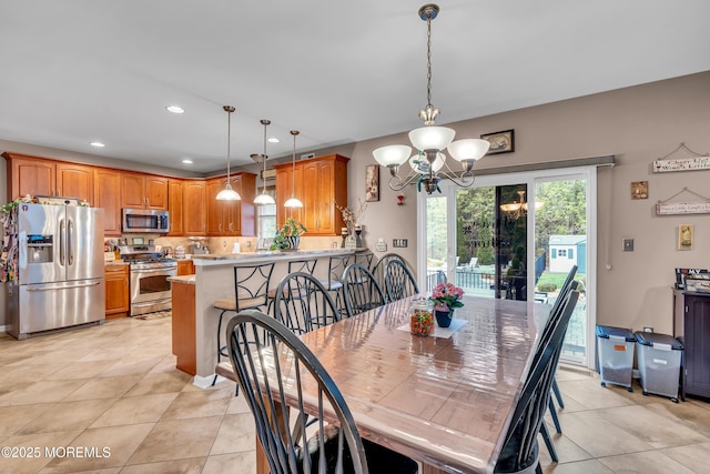 6 Firenze Rd, Jackson, NJ 08527 - dining room featuring a chandelier, light tile patterned floors, and recessed lighting