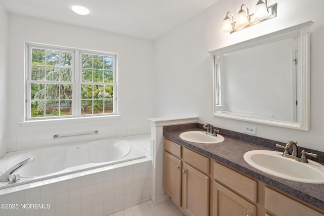 12 Rye Ct, Jackson, NJ 08527 - bathroom with a bath, tile patterned flooring, double vanity, and a sink