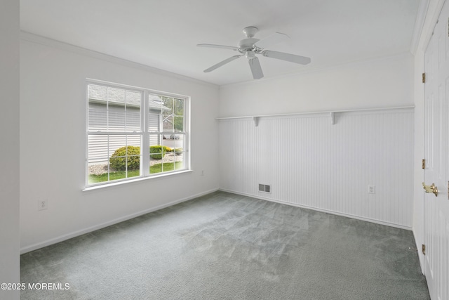 12 Rye Ct, Jackson, NJ 08527 - carpeted spare room with baseboards, ceiling fan, crown molding, and visible vents