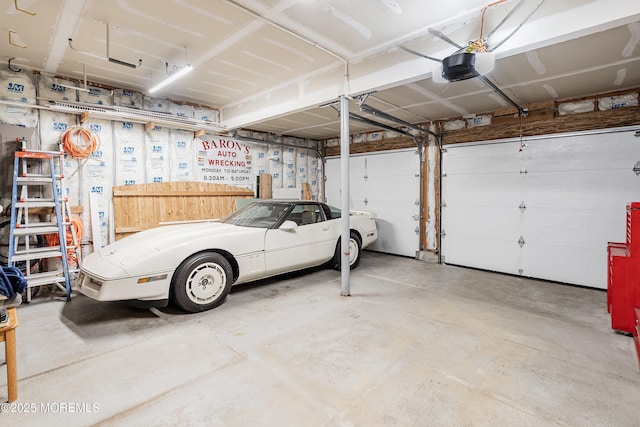 garage with a garage door opener